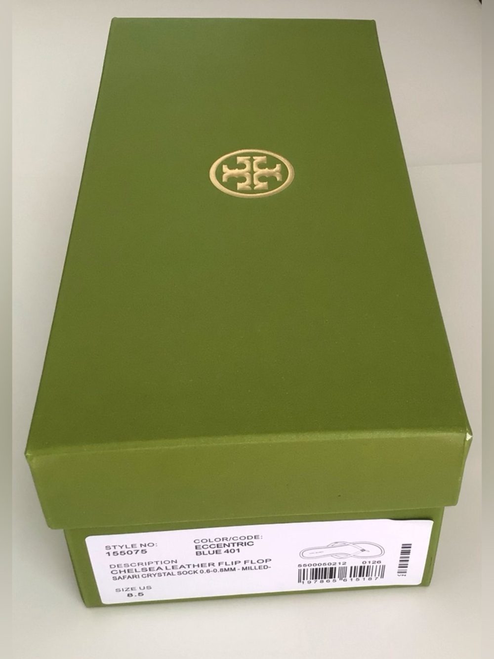 Tory Burch Chelsea Leather Flip Flop Sandals-Eccentric Blue Silver Logo - Picture 14 of 15